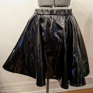 Vixen by Micheline Pitt Glossy Black Skater Skirt